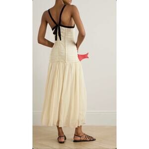 Sea New York Tatum Dress Ruched Drop-waist Silk-blend Dress In Ivory Size 4